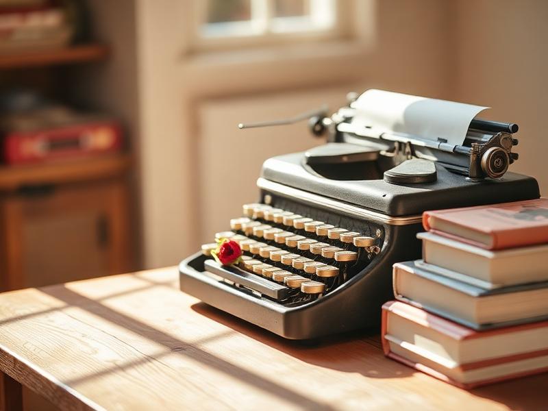 Antique typewriter on a writing desk